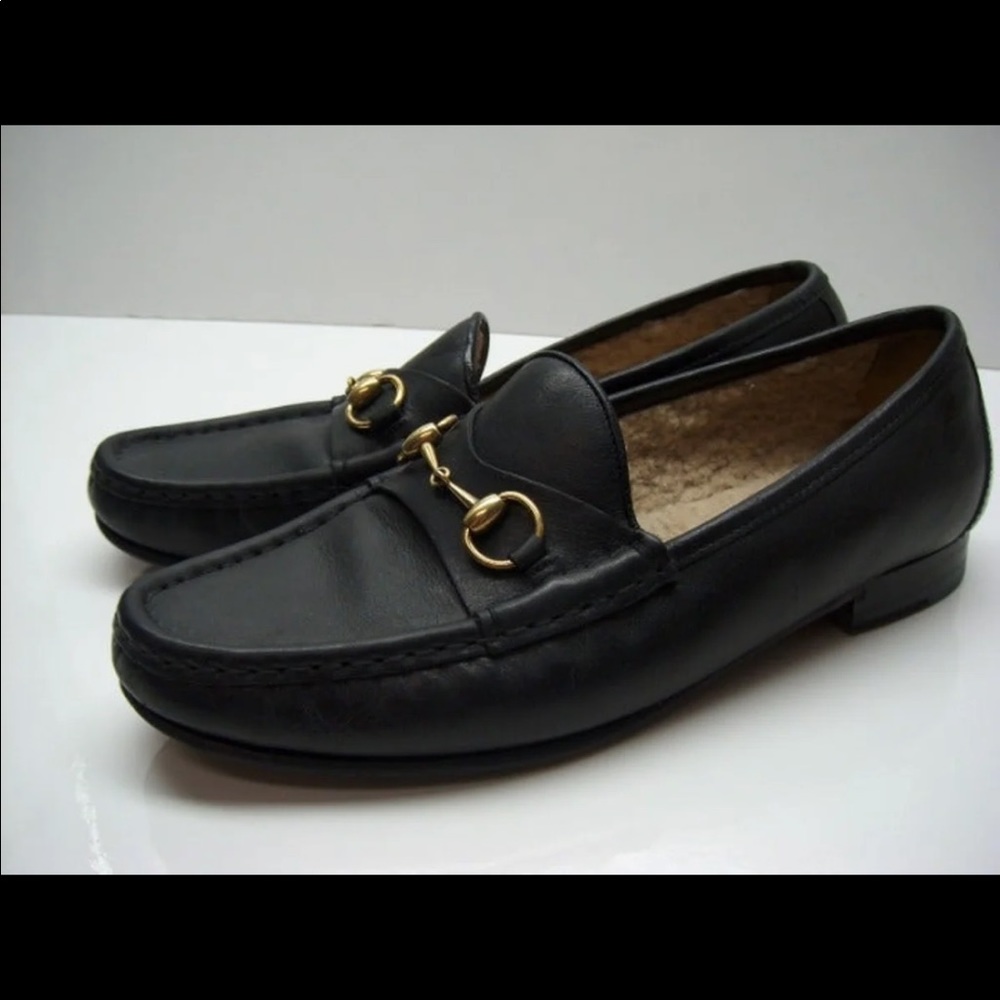 GUCCI Roos Bit Wool Loafer Women Shoes Size 37.5